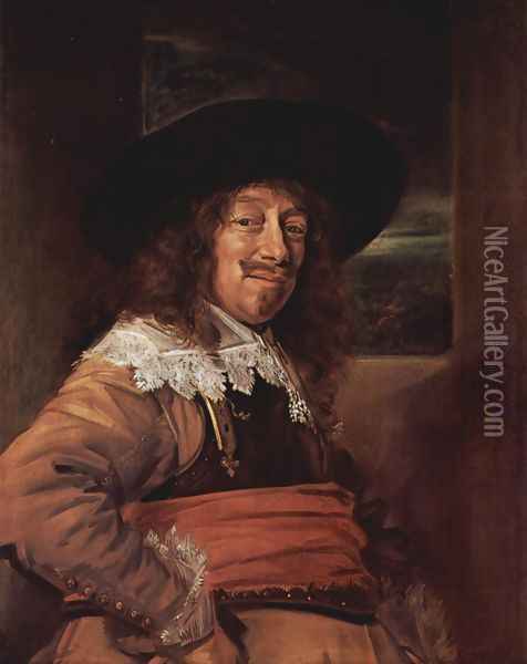 Portrait of a man in Brustharnisch Oil Painting - Frans Hals