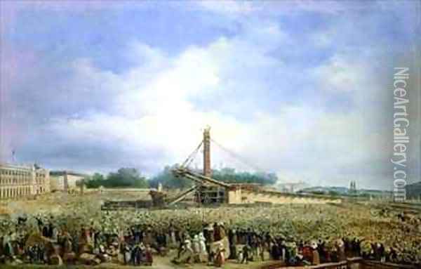 Erecting the Obelisk from Luxor in the Place de la Concorde Oil Painting - Francois Dubois