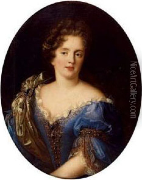Portrait En Buste Presume D'isabelle Angelique De Montmorency,duchesse De Chatillon Oil Painting - Alexis Simon Belle