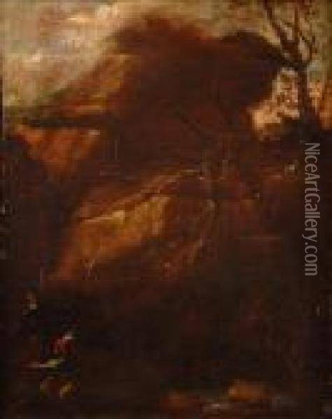 Paesaggio Con Due Guerrieri Oil Painting - Salvator Rosa
