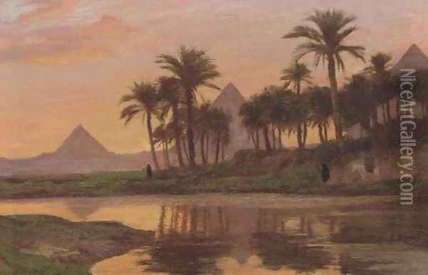 The Great Pyramids of Giza Oil Painting - Georg Macco