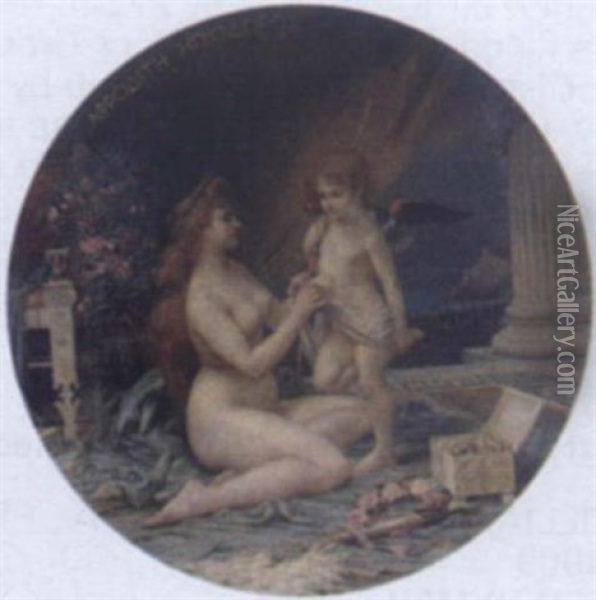 Venus And Cupid Oil Painting - Henri Camille Danger