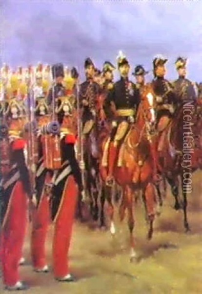 Napoleon Iii Passant Les Troupes En                         Revue Oil Painting - Edouard Jean Baptiste Detaille