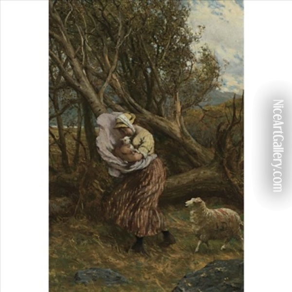 The Protective Shepherdess Oil Painting - Philip Richard Morris