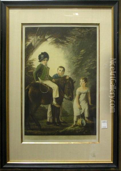 Children With Pony Oil Painting - Henry Macbeth-Raeburn