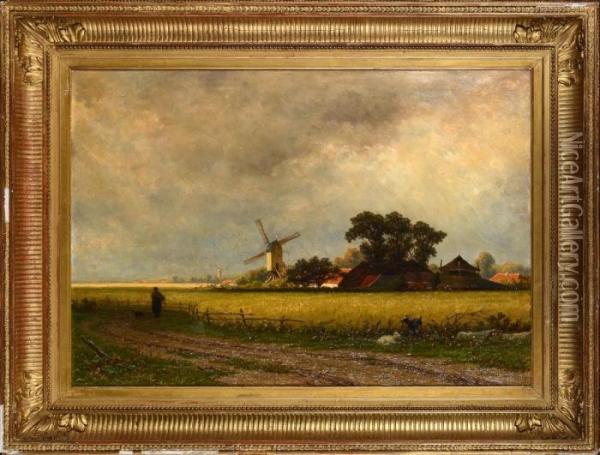 Paysage Au Moulin 1865 Oil Painting - Adriaen van Everdingen