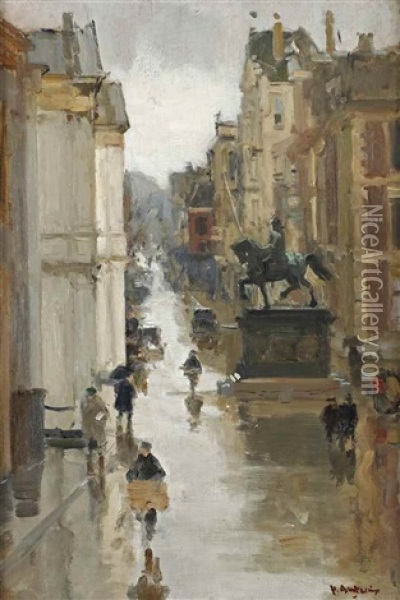 A View Of The Noordeinde, The Hague Oil Painting - Floris Arntzenius