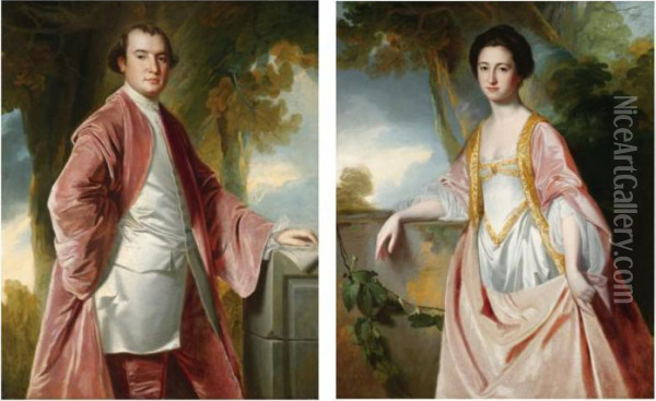 Portrait Of William Salmond Of 
Waterfoot, Cumberland, And His Wife, Jane Hasell Of Dalemain Oil Painting - George Romney