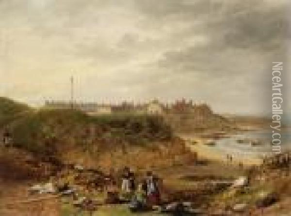 Cullercoats From The South Oil Painting - John Wilson Carmichael
