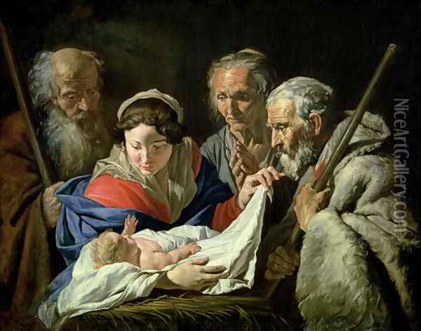 Adoration of the Infant Jesus Oil Painting - Matthias Stomer
