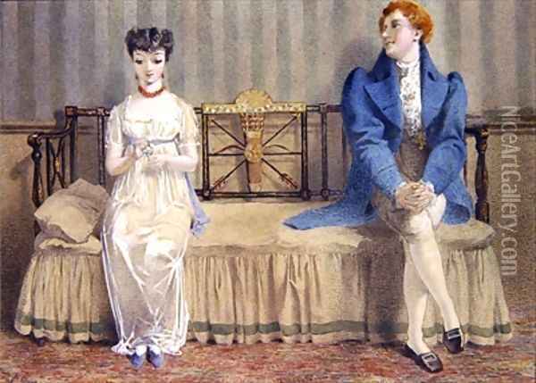 Courting Oil Painting - Adelaide Claxton