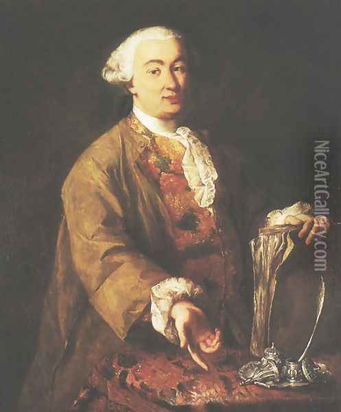 Portrait of Carlo Goldoni Oil Painting - Alessandro Longhi