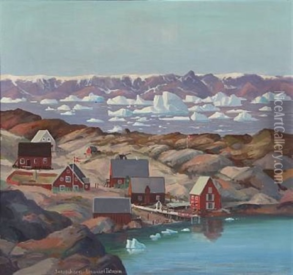 View From Jakobshavn In Greenland Oil Painting - Emanuel A. Petersen