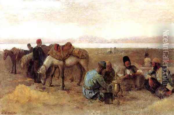 Early Morning by Lake Urumiyah, Persia Oil Painting - Edwin Lord Weeks