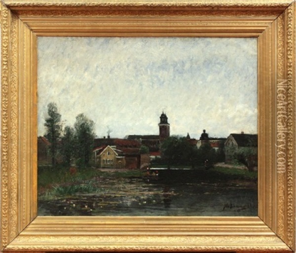 Swedish Village Oil Painting - Johan Kindborg