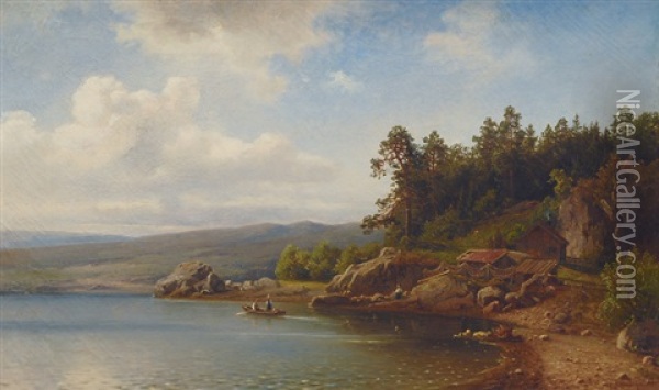 Norwegian Landscape Oil Painting - Christian Delphin Wexelsen