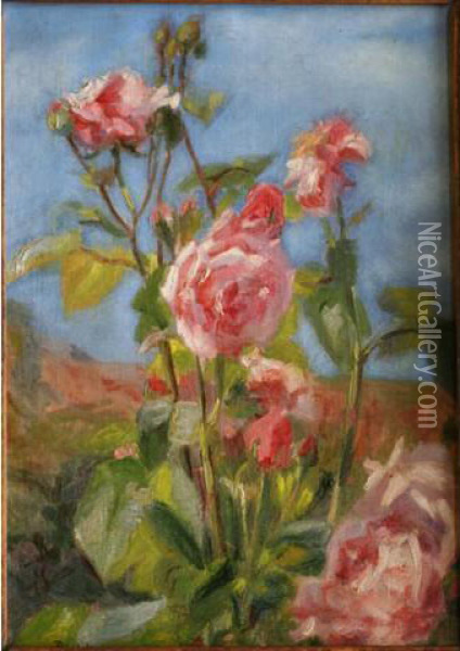 Bouquet De Roses Oil Painting - Georges Binet