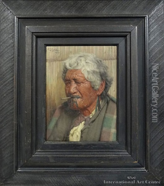 No Koora Te Cigaretti, Portrait Of Kapi Kapi Oil Painting - Charles Frederick Goldie