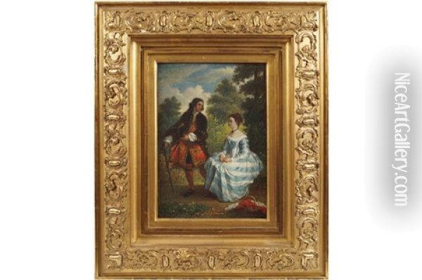 A Courting Couple Oil Painting - Victor Eeckhout