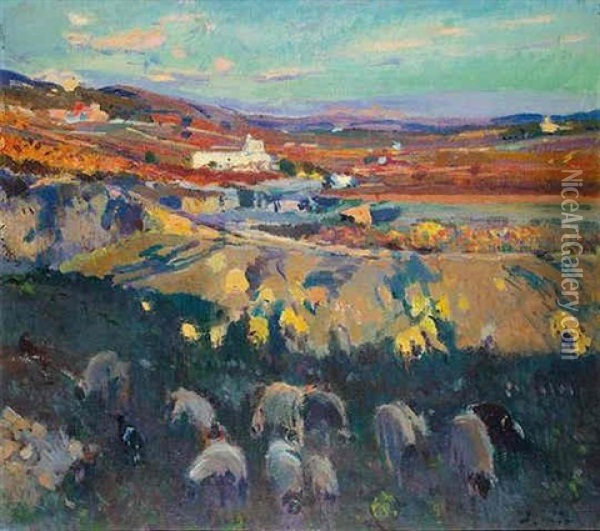 La Plana, Paisaje Tarraconense Oil Painting - Joaquin Mir Trinxet