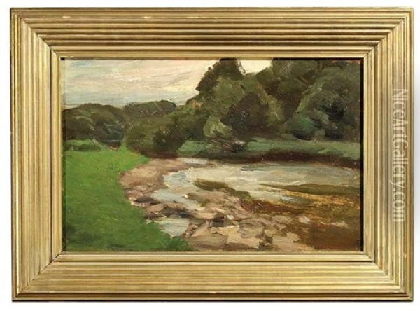 Sommerliche Flusslandschaft, Wohl Am Kocher Oil Painting - Otto Reiniger