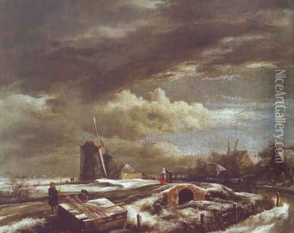 Winter landscape Oil Painting - Jacob Van Ruisdael
