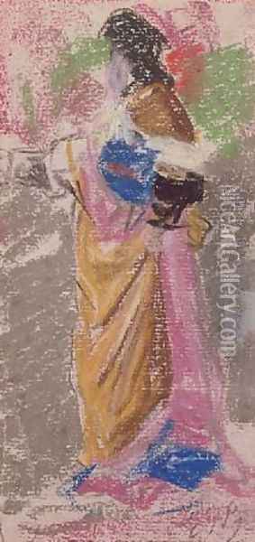 Une femme orientale d'apres des vitraux d'eglise Oil Painting - Eugene Boudin