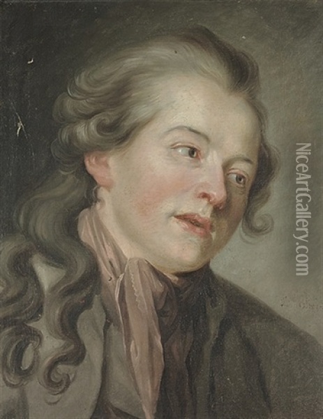 Portrait Of A Man, In A Brown Coat And Rust Cravat Oil Painting - Jean Baptiste Greuze