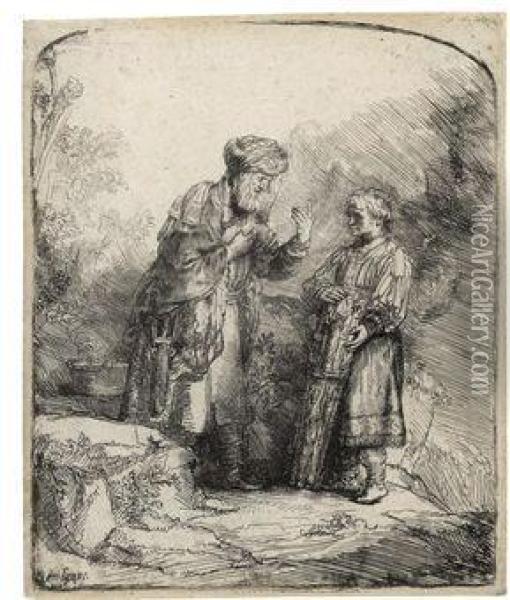 Abraham And Isaac Oil Painting - Rembrandt Van Rijn