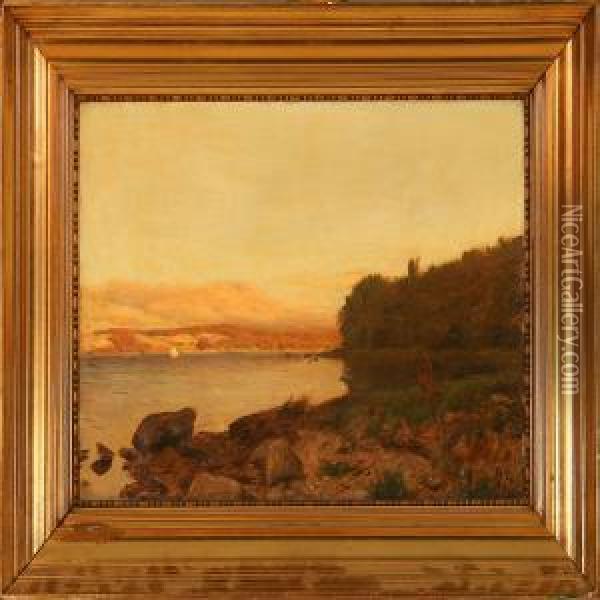 Coastal Scenefrom Bramsnaesvig, Denmark Oil Painting - Godfred B.W. Christensen