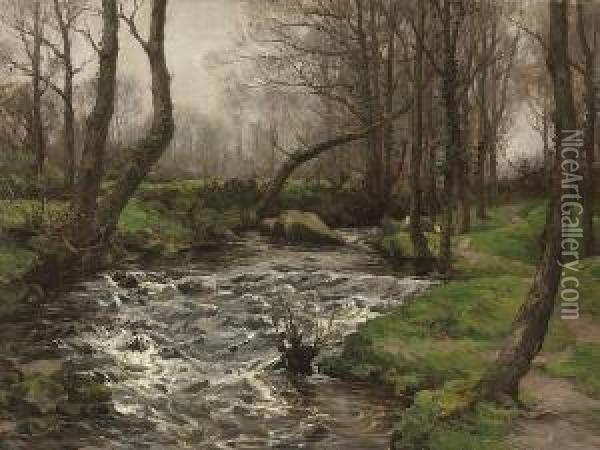 View Along A Brook Oil Painting - Anna Althea Hills