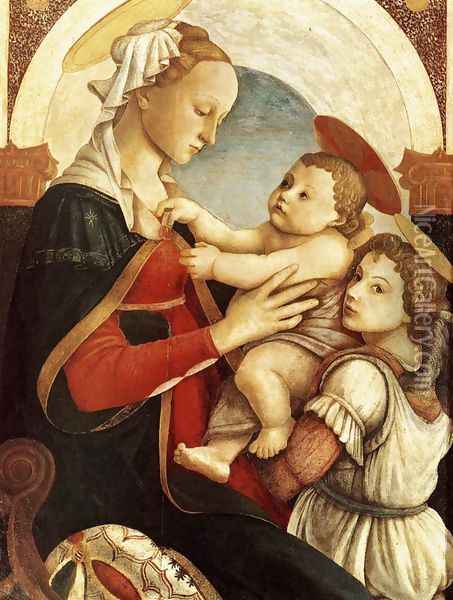 Madonna and Child with an Angel 1465-67 Oil Painting - Sandro Botticelli