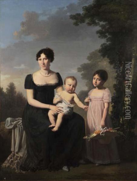 Portrait De Famille Oil Painting - Jacques Antoine Vallin