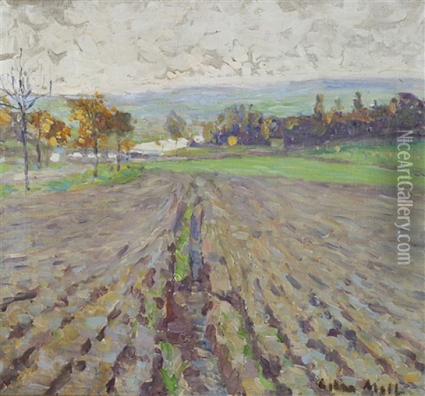 Les Champs, Paysage Impressionniste Oil Painting - Oskar Moll