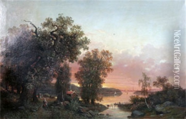 Stockholm Fran Kungsholmen Oil Painting - Carl Ludvig Grabow