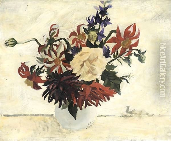 Flowers In A White Pot Oil Painting - Christopher Wood