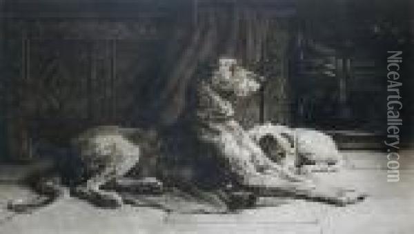 Patience, (deerhound) Oil Painting - Herbert Thomas Dicksee