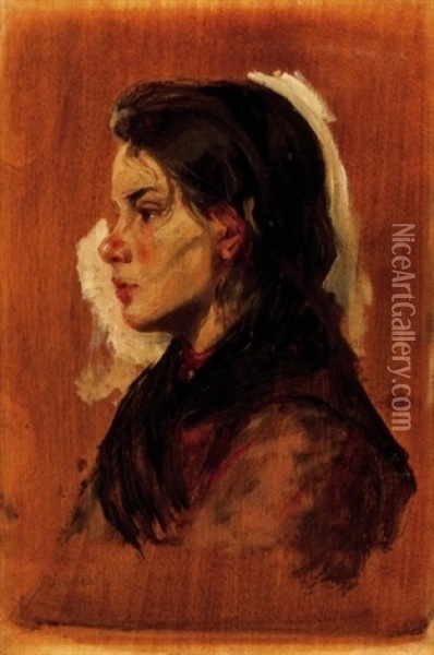 Noi Arckep  - Parizsi Lany (parisian Girl) Oil Painting - Lajos Deak Ebner
