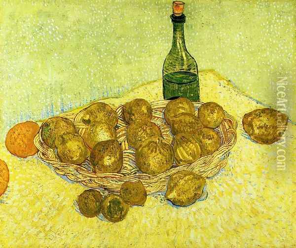 Still Life with a Bottle, Lemons and Oranges Oil Painting - Vincent Van Gogh