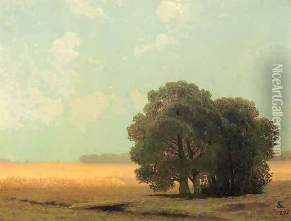Hayfield, Newport, Rhode Island Oil Painting - Samuel Colman