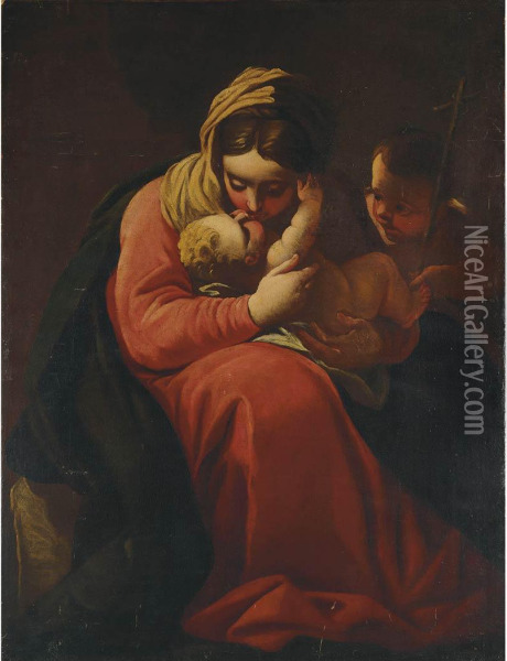 Madonna And Child With Saint John The Baptist Oil Painting - Luca Cambiaso
