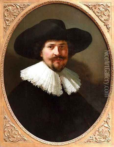 Portrait of a Man in a Black Hat Oil Painting - Rembrandt Van Rijn