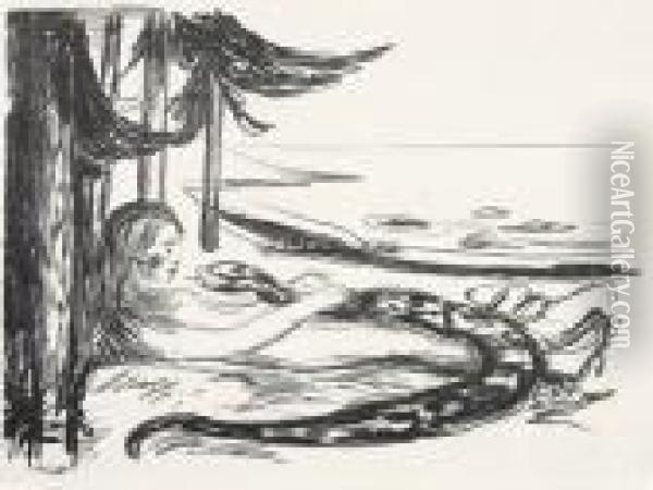 Kvinnen Og Slangen Oil Painting - Edvard Munch