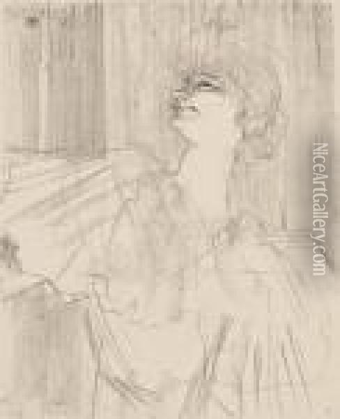 Yvette Guilbert, A Menilmontant, De Bruant Oil Painting - Henri De Toulouse-Lautrec