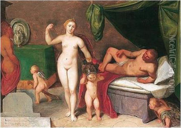 Mars And Venus Oil Painting - Cornelis Cornelisz Van Haarlem