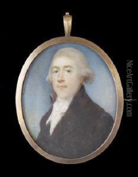 Miniature Portrait Of Joseph Hone (1747-1803) C. 1795 Oil Painting - Horace Hone