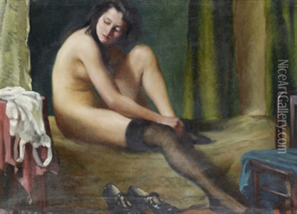 Kvinna I Sin Boudoir Oil Painting - Karoly Teuchert