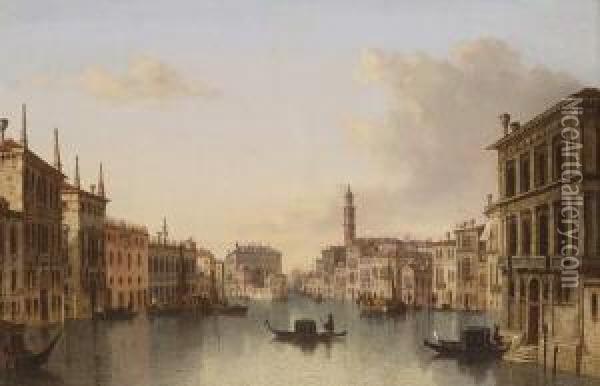 Kanal In Venedig. Oil Painting - Ludwig Herrmann