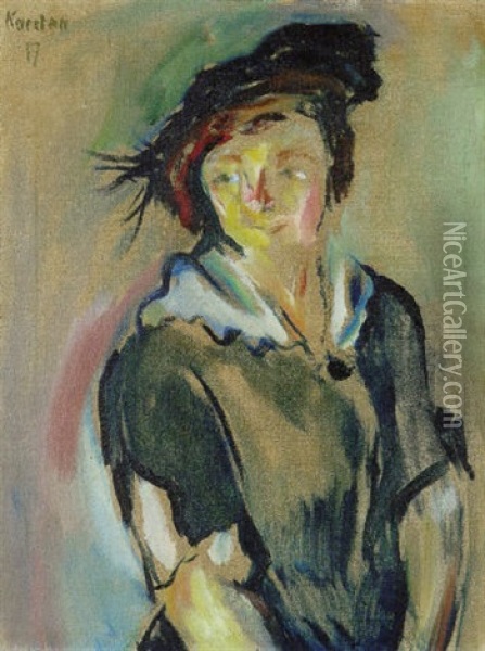 Staende Kvinde Oil Painting - Ludvig Peter Karsten