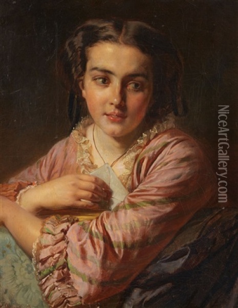 Portrait Of A Young Woman Oil Painting - Felix Schlesinger